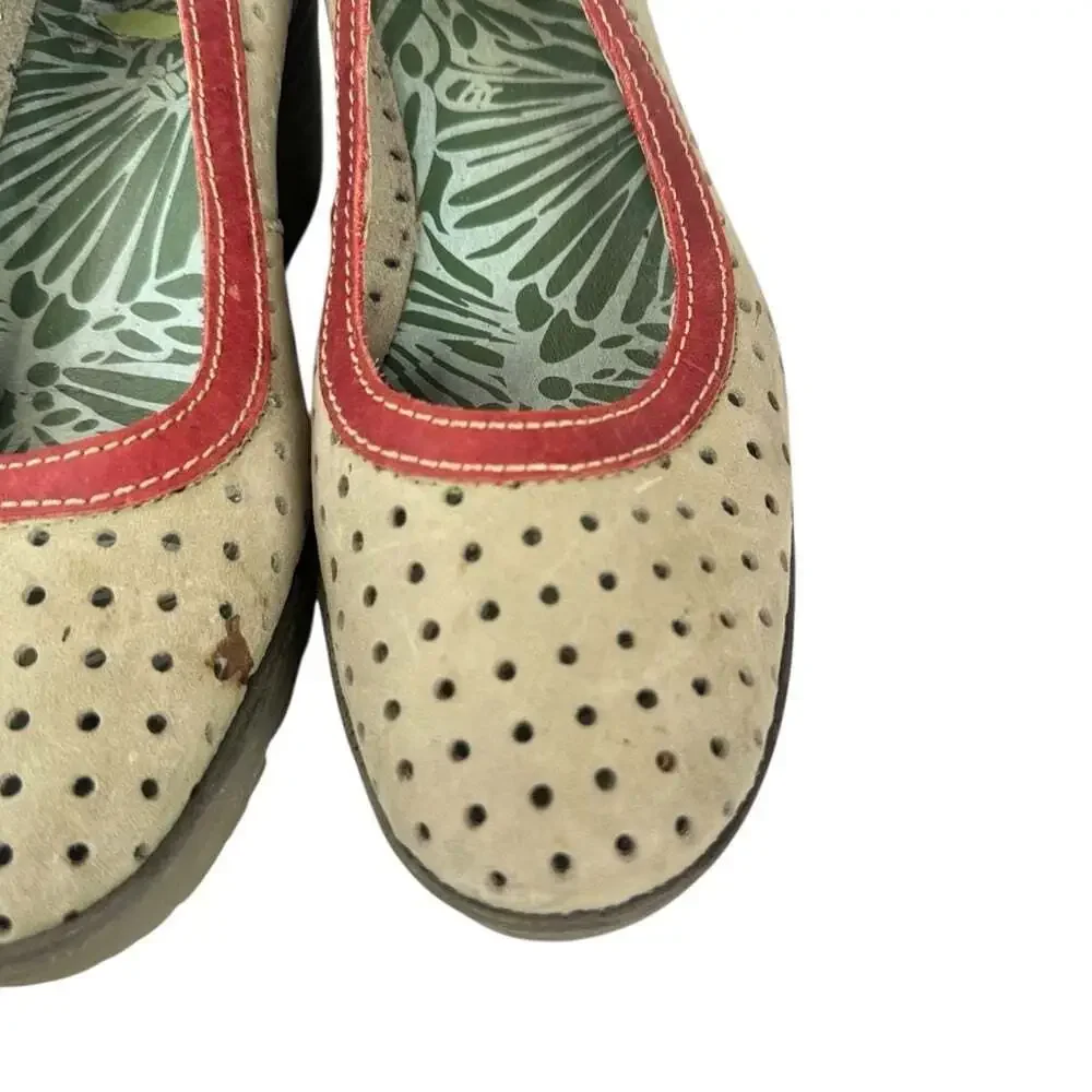 Fly London Womens Yedi Wedge Shoes Perforated Leather Platform EU 42